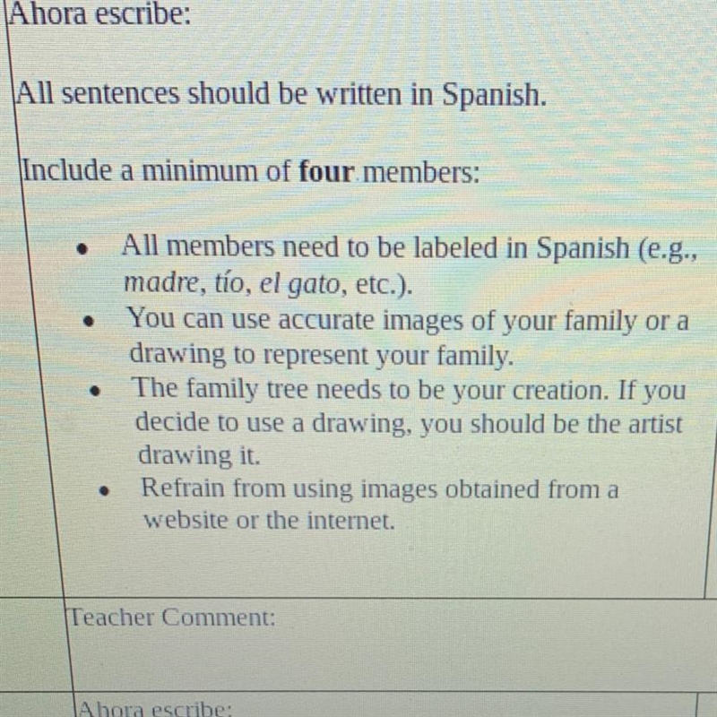 HURRY PLS All sentences should be written in Spanish. Include a minimum of four members-example-1