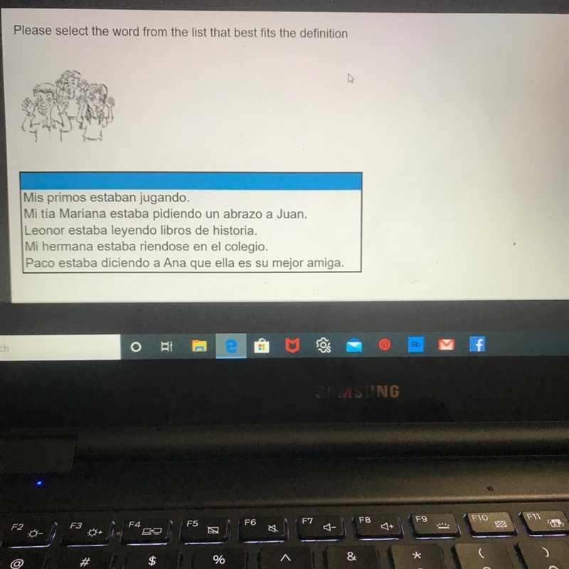 Please select the word from the list that best fits the definition Mis primos estaban-example-1