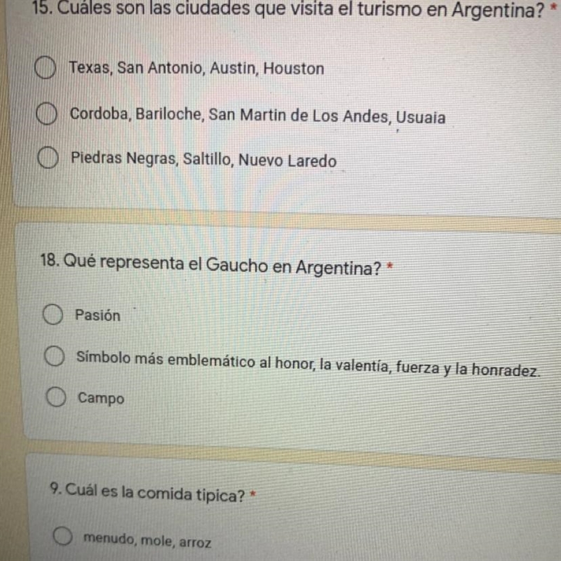 Cuáles son las ciudades que visitael turismo en Argentina? * Texas, San Antonio, Austin-example-1