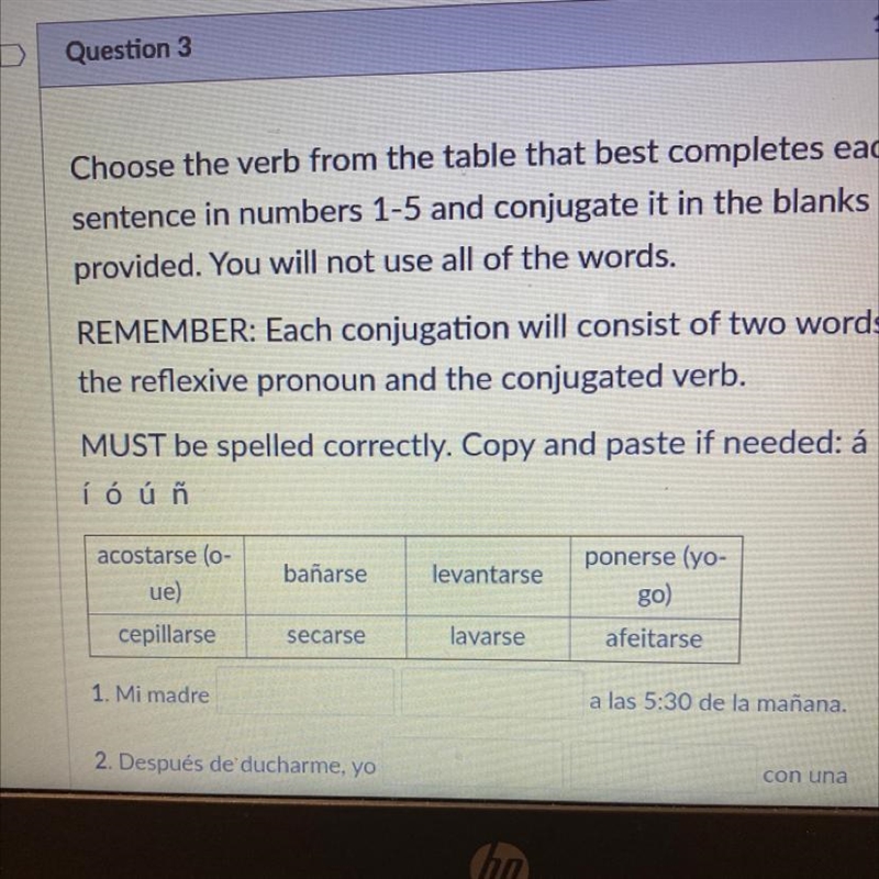 Choose the verb from the table(in the picture) that best completes each sentence in-example-1