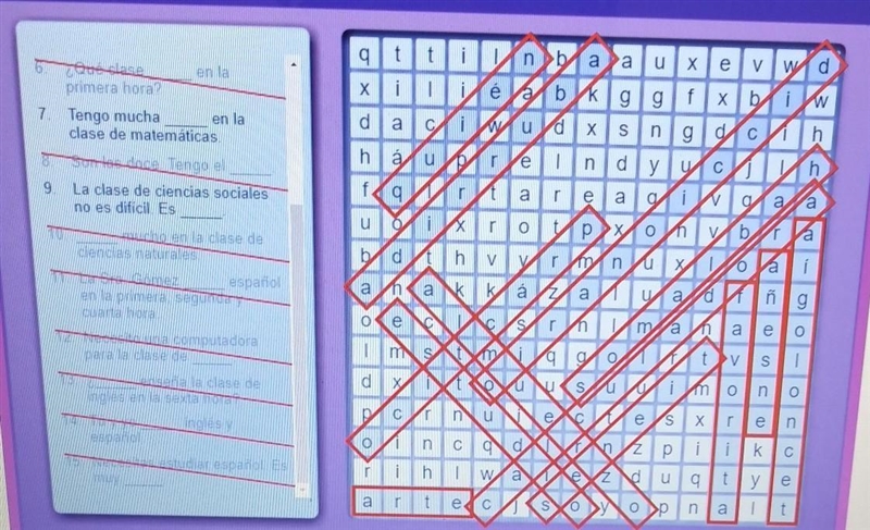 Try finding the word for number 6 and 9.​-example-1