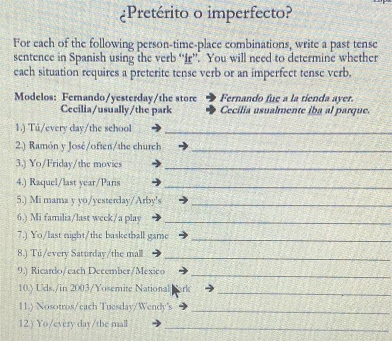 Yoo plzz help pretérito o imperfecto iba, íbamos, ibas, iba, iban or fui, fuimos, fuiste-example-1