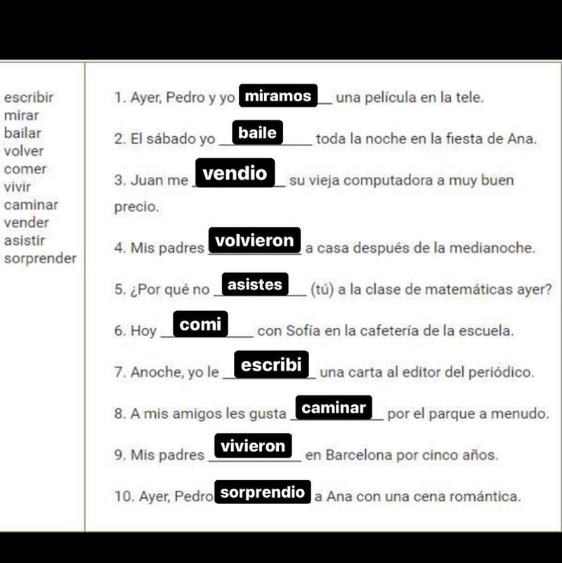 III. Fill in the blank with the appropriate verb from the box. Make sure that you-example-1