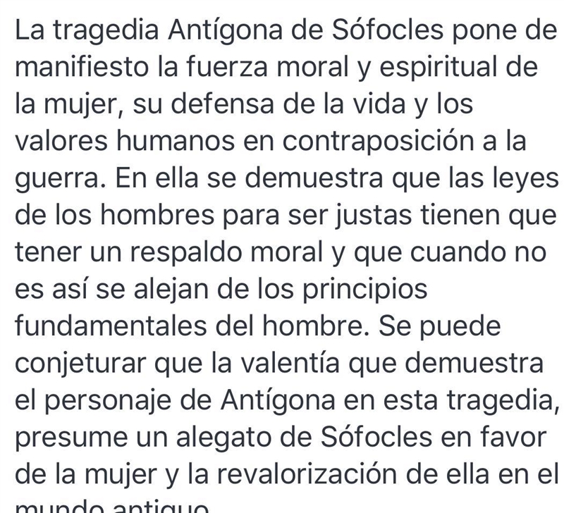 Consideras justas las acciones de antígona en la obra antigona de sofocles​-example-1