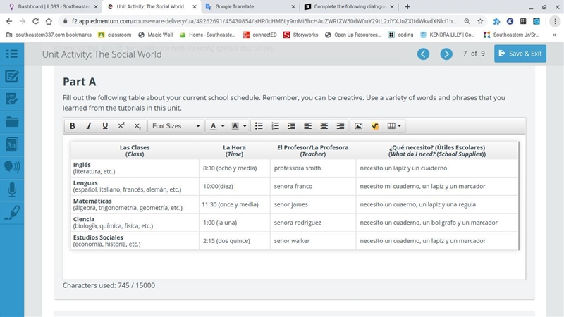 Complete the following dialogue with Clara. Attach your audio file when you submit-example-1