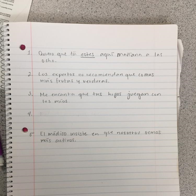 Quiero que tú (estar) aquí mañana a las ocho. Question 2 with 1 blankLos expertos-example-1