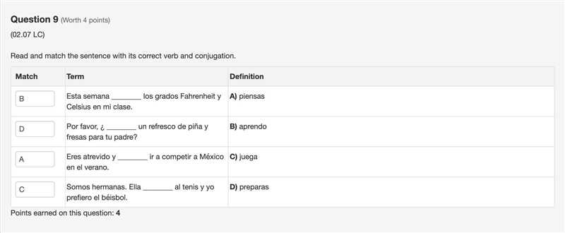 Term Definition Esta semana Celsius en mi clase. los grados Fahrenheit y A) preparas-example-1