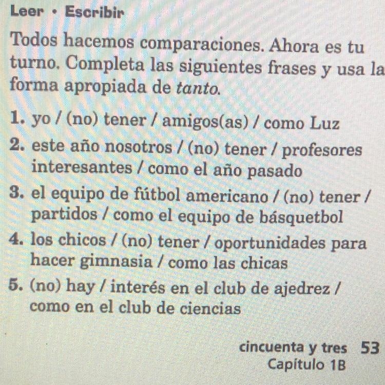 Leer . Escribir Todos hacemos comparaciones. Ahora es tu turno. Completa las siguientes-example-1