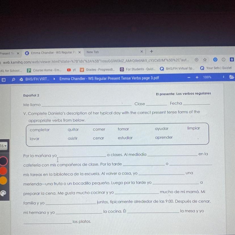 This is for spanish class and i really need help, it’s due in an hour, pls help-example-1