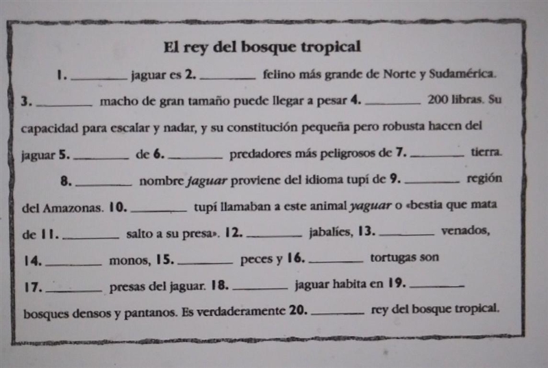 can anyone help me with this just put 1-20 and the answer is about the spanish nouns-example-1