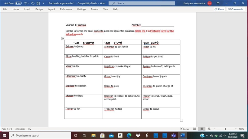 Write the Yo-en Preterite form for the following words-example-1