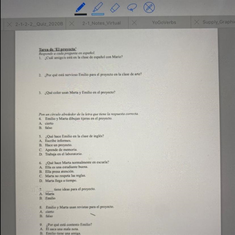 1. ¿Cuál amigo/a está en la clase de español con Mario?-example-1