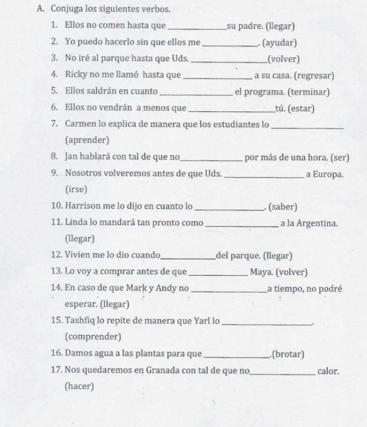 Spanish help!! cláusulas adverbiales y conjunciones de tiempo:-example-1