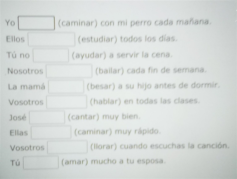 Fill in all the gaps with the correct present tense form of the verb in brackets. Yo-example-1