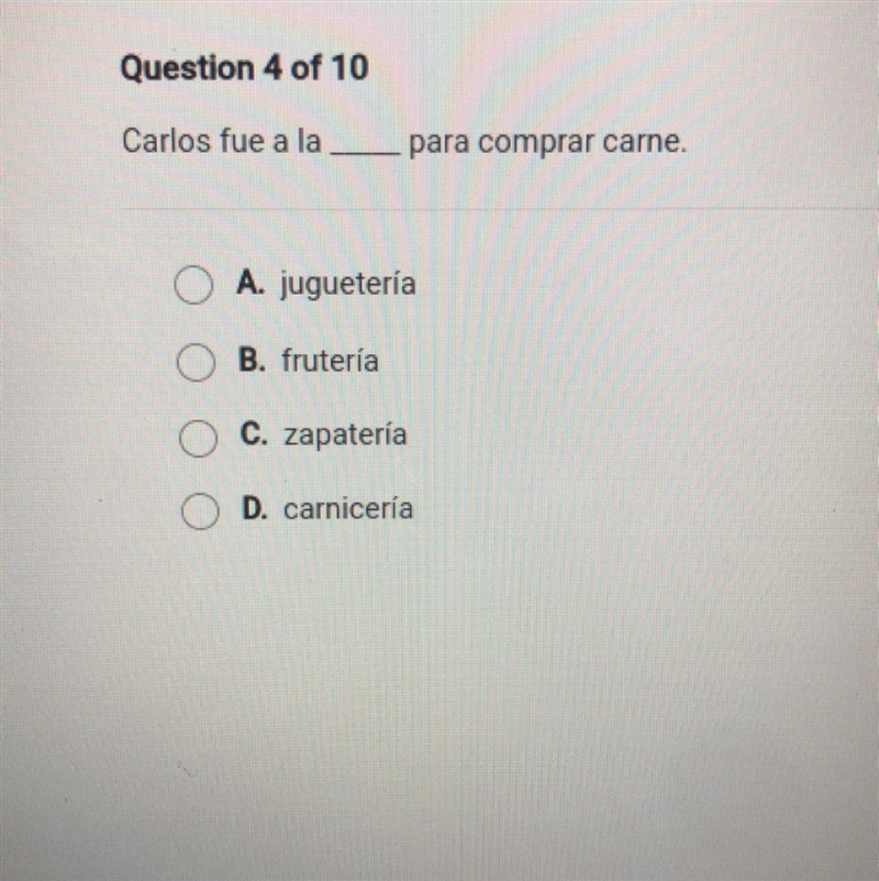 Carlos fue a la __ para comprar carne.-example-1