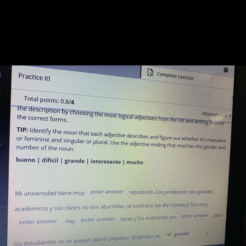 Spanish!! I need help with plural/singular and feminine and masculine. Thank you!-example-1