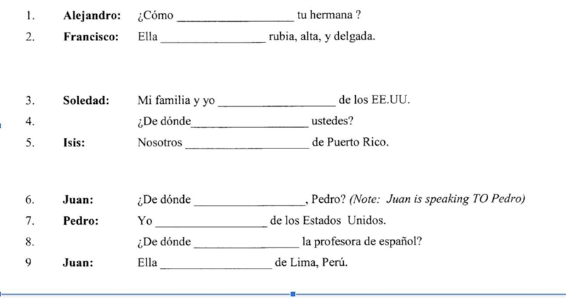 Someone who is really good at spanish please help me !! Create a dialogue between-example-1