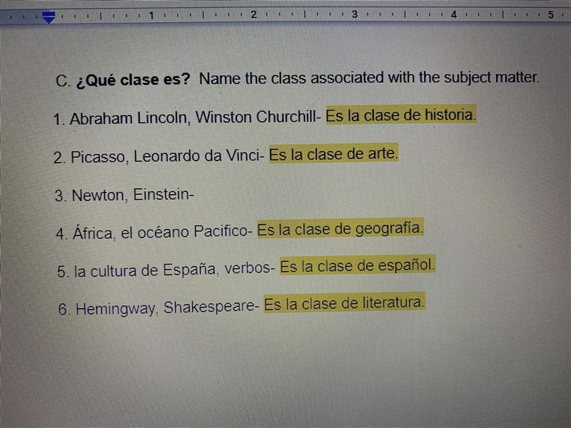 Name the class associated with he subject matter.-example-1