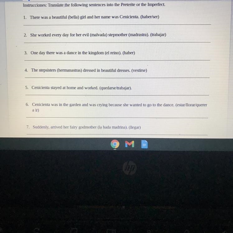 4 23 Instrucciones: Translate the following sentences into the Preterite or the Imperfect-example-1