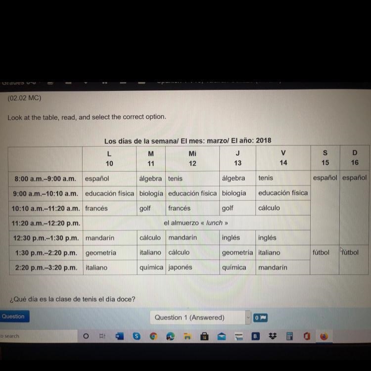 PLS HELP ME FAST! Look at the table, read, and serect the correct option. Question-example-1