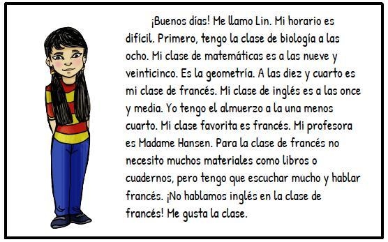 What time does Lin have math class? 9:25 am 8:00 am 7:00 am 10:15 am-example-1