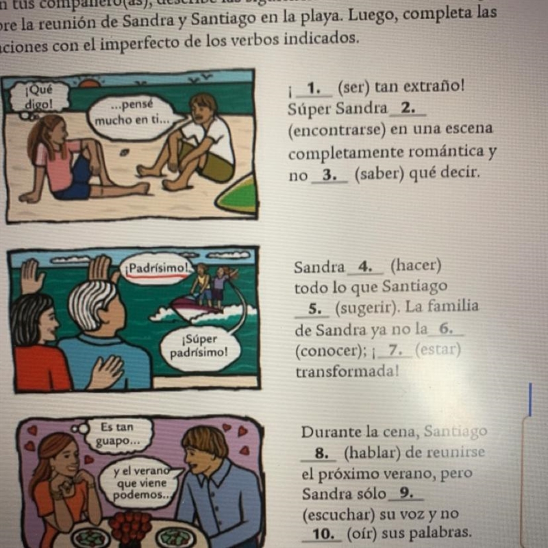 Completa las oraciones con el imperfecto de los verbos indicados.-example-1