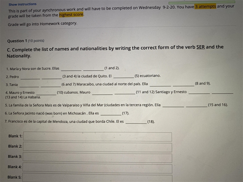 Complete the list of names and nationalities by writing the correct form of the verb-example-1