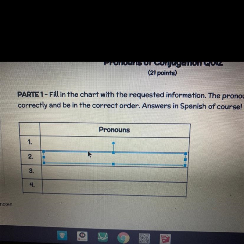 Does anyone know the Spanish pronouns in order pls help-example-1