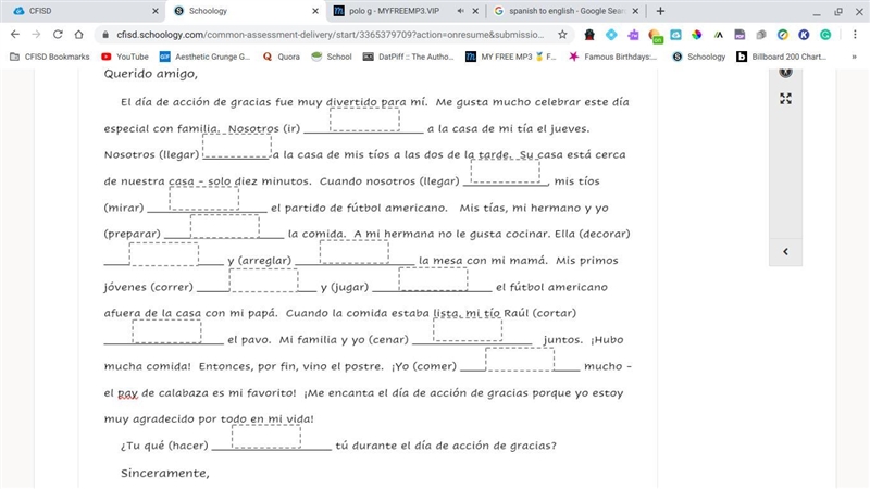 Answer the following blanks I need help on this It's hard spanish-example-2