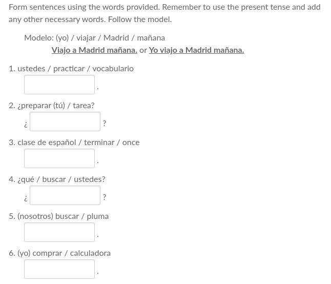 For each blank put the number then the answer. Ex: 1. Answer-example-1