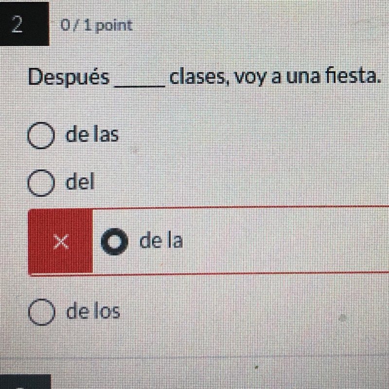 Después clases, voy a una fiesta. de las del х O de la O de los-example-1