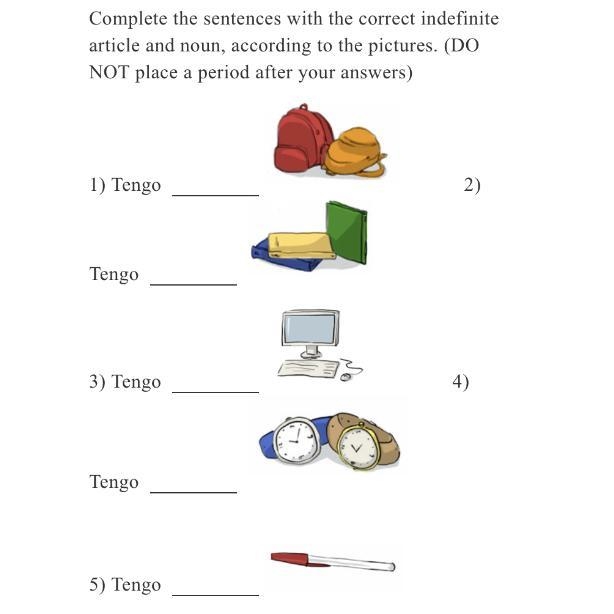 Complete the definite and indefinite article noun according to the picture-example-1