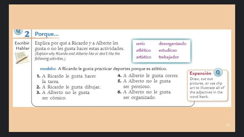 Spanish question its picture plz help in full sentences like the format-example-1