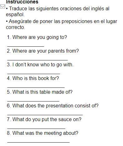 Please help translate the sentences in the picture to Spanish!-example-1