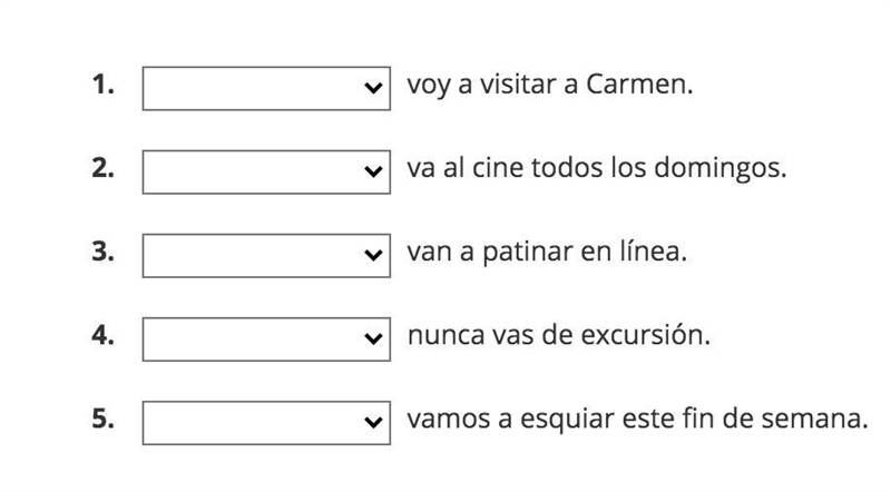 Complete this grammar review. Questions Select the phrases that form logical sentences-example-1