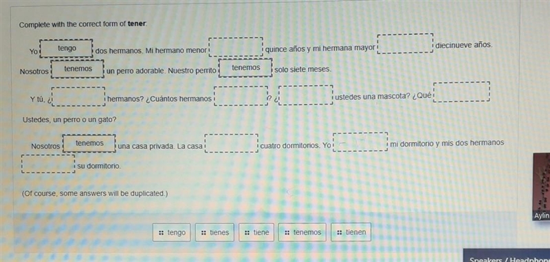 Complete with the correct form of tener ​-example-1