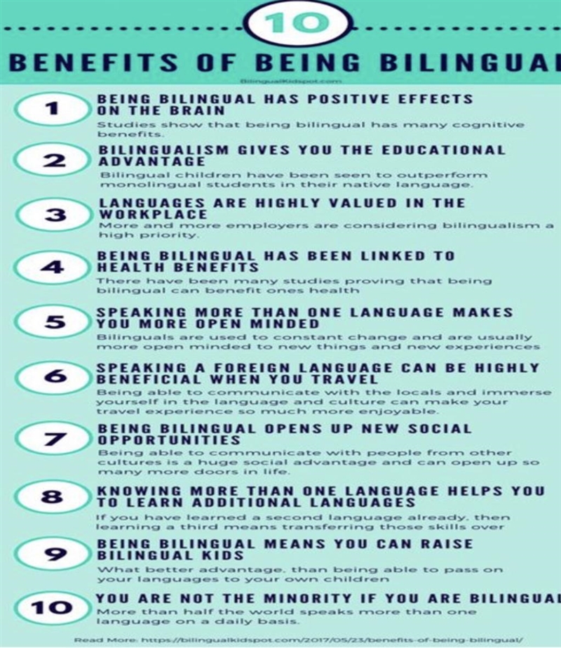 Write a reflection about the information presented on the benefits of being bilingual-example-1