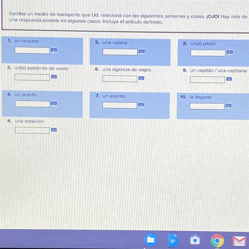 Escriba un medio de transporte que Ud, relaciona con las siguientes personas y cosas-example-1