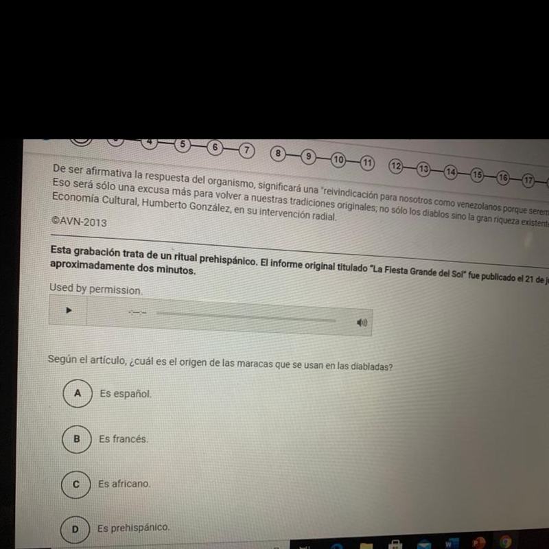 Segun el articulo cual es el origen de las maracas que se usan en las diabladas?-example-1