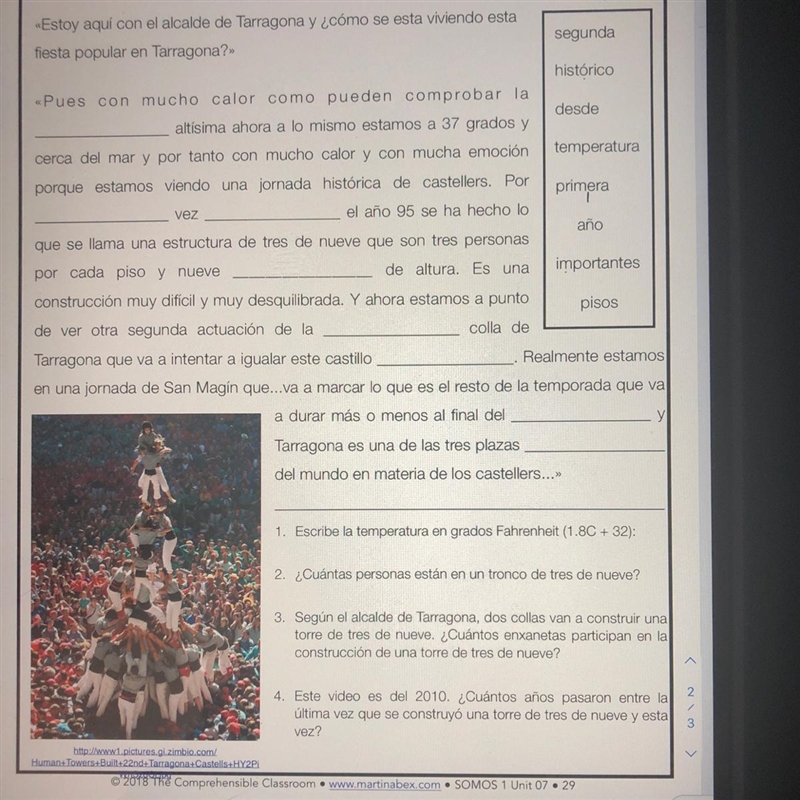 Castellers de tarragona- Please help with the fill in word part!-example-1