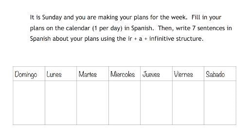 Whos really good at spanish? please help me if you are!! Use the verb “ir” (to go-example-1