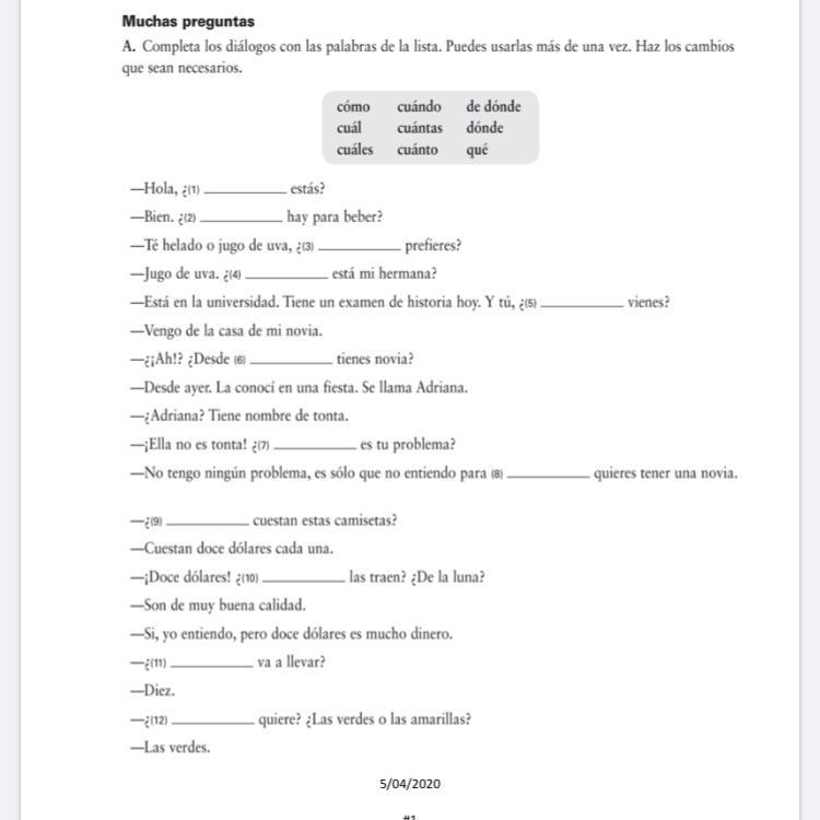 Please help with my Spanish 1 homework. I attached it here-example-1