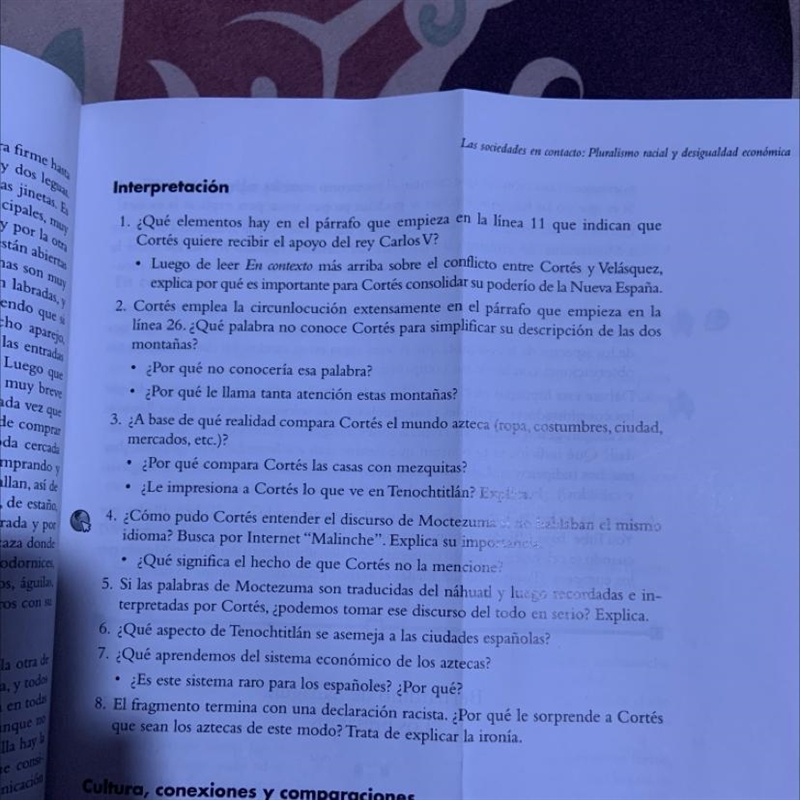 ¿Qué palabra no conoce Cortés para simplificar su descripción de las dos montañas-example-1