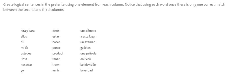 Would someone be able to help me with my Spanish homework? You have to create 8 different-example-1