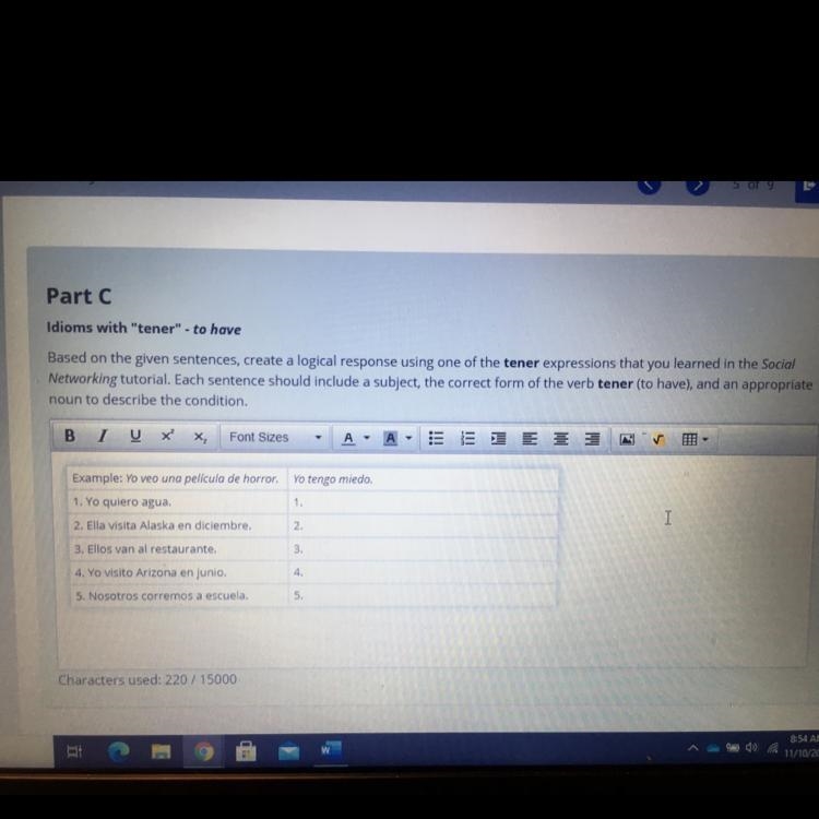 create a logical response using one of the tener expressions that you learned in the-example-1