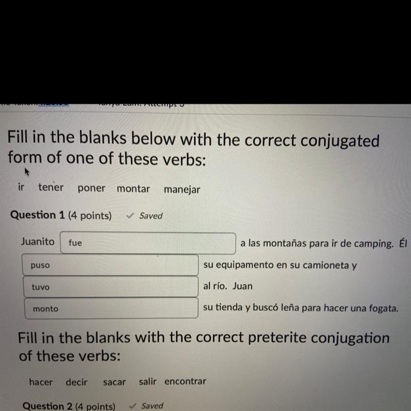 Fill in the blanks below with the correct conjugated form of one of these verbs: I-example-1