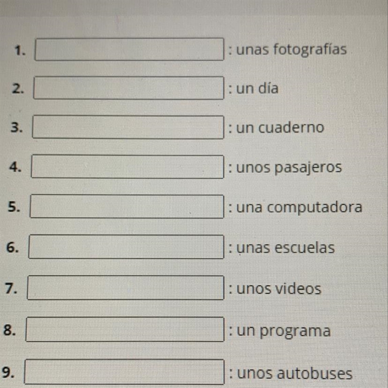 Fill in the blanks with the plural form of each singular article and noun and the-example-1