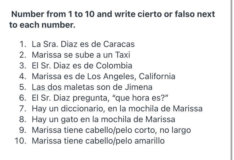 Number from 1 to 10 and write cierto or falso-example-1