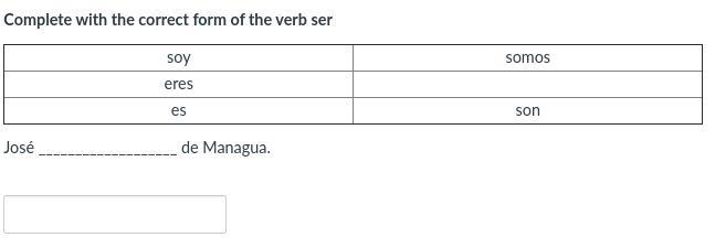 Complete with the correct form of the verb ser-example-1