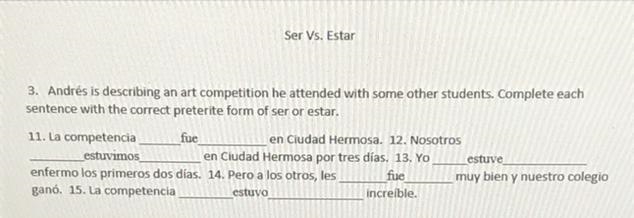 Ser vs Estar: What words are used in the blank spaces?-example-1